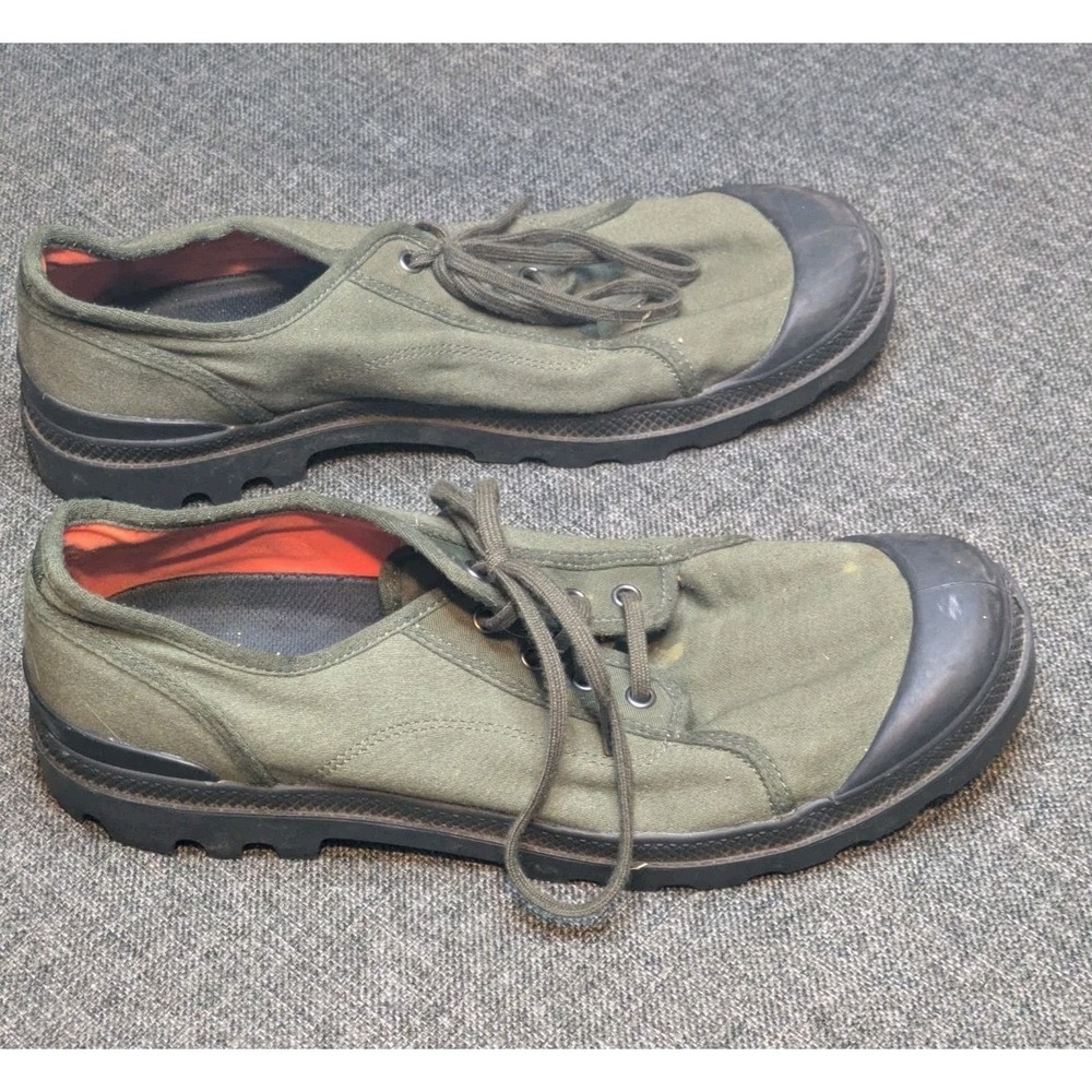 Palladium Olive Green Canvas Low Top Sneakers Lace Up Shoes Mens Size 12 US
